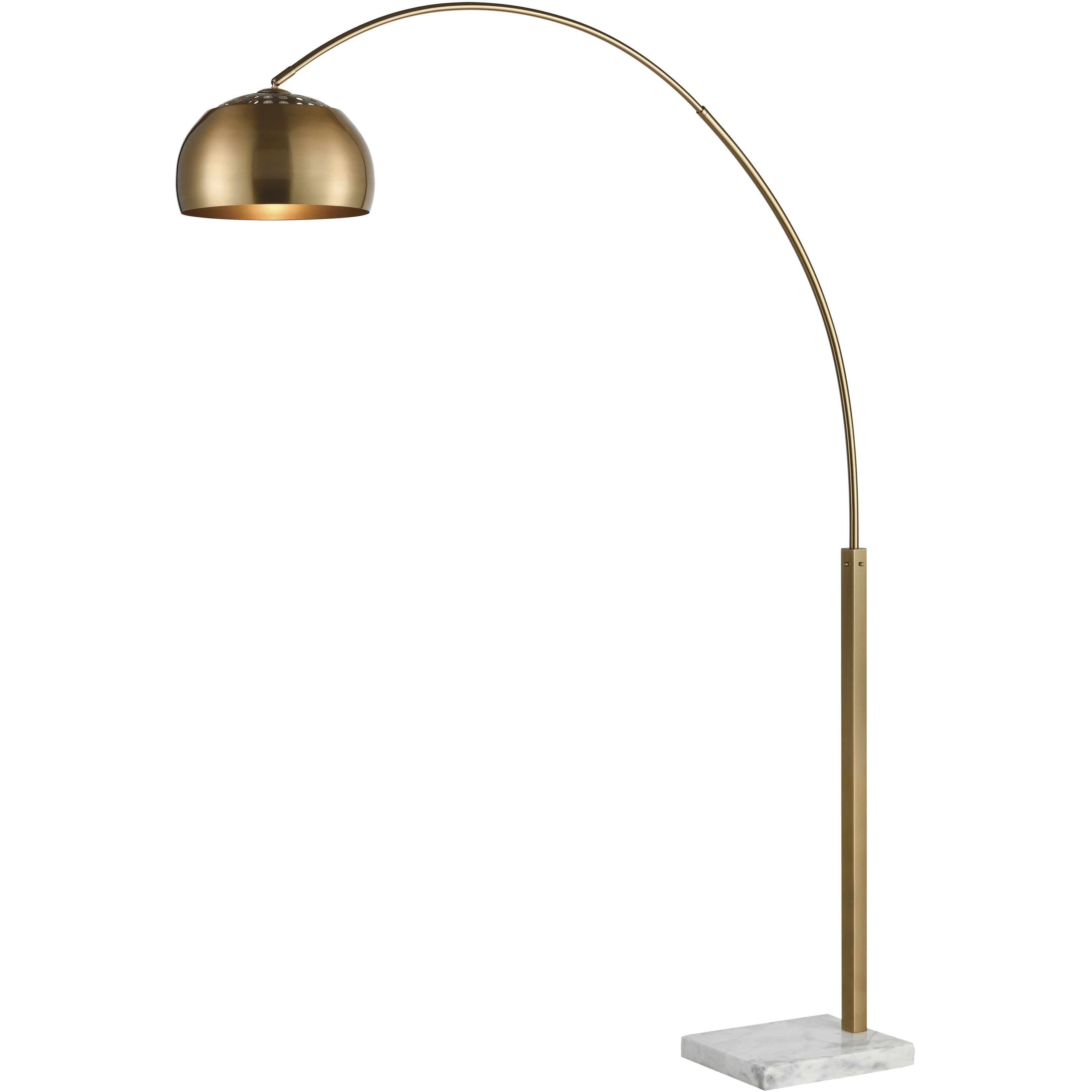 Solar Flair 77 inch 100 watt Aged Brass with White Floor Lamp Portable Light