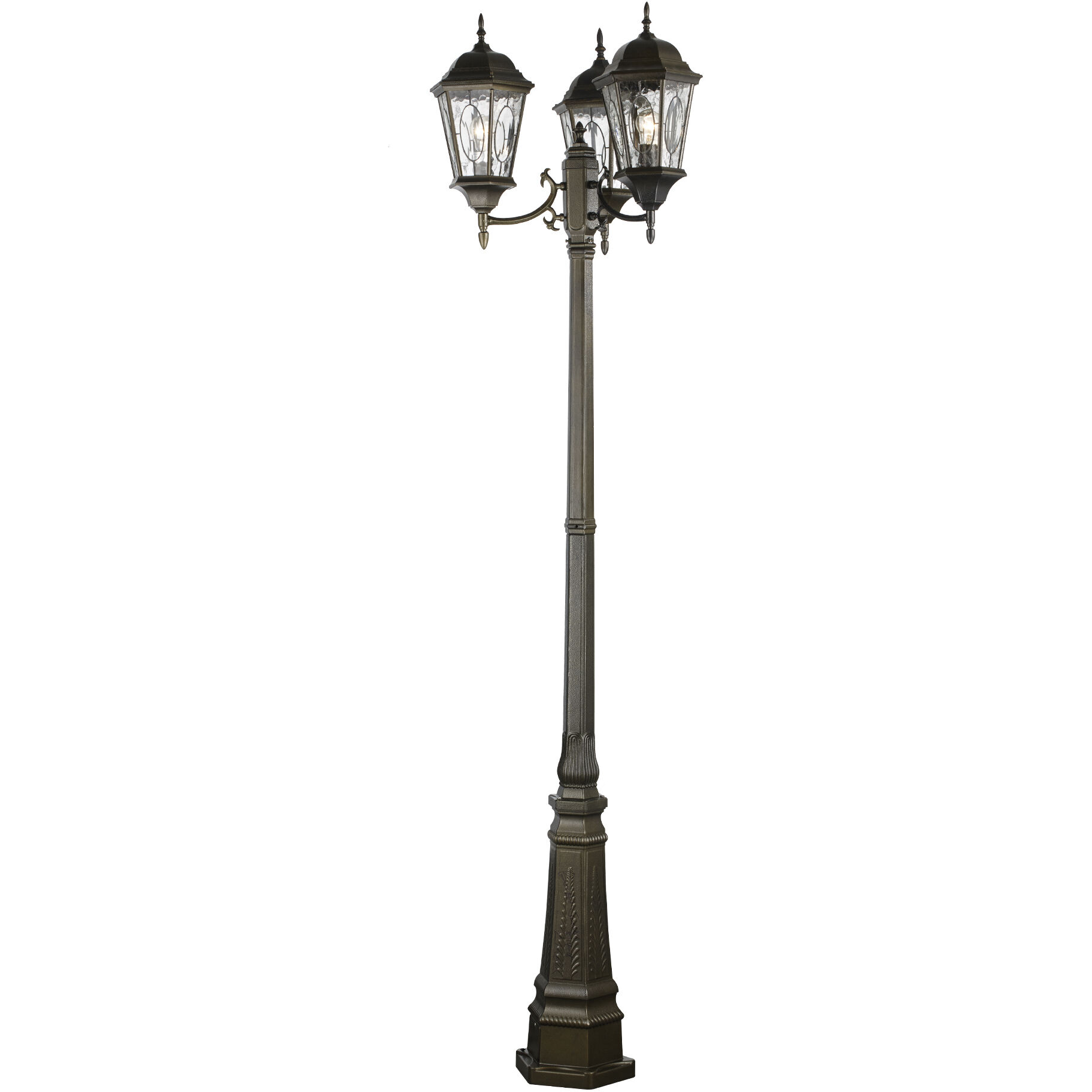 Villa Nueva 3 Light 96 inch Black Bronze Outdoor Pole Light in Brown 