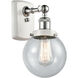 Ballston Beacon 1 Light 6 inch White and Polished Chrome Sconce Wall Light in Seedy Glass