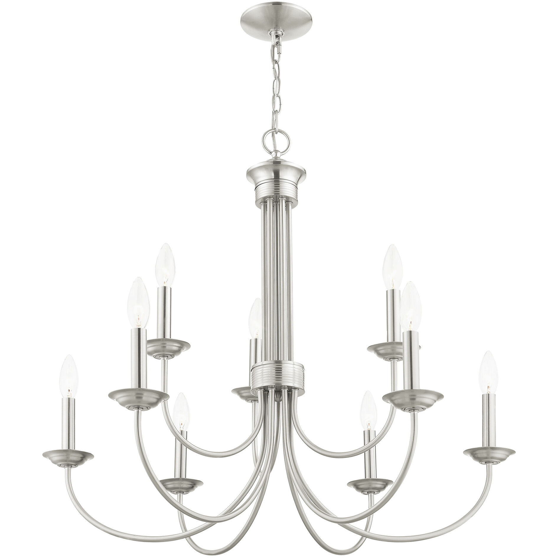 Estate 9 Light 30 inch Brushed Nickel Chandelier Ceiling Light