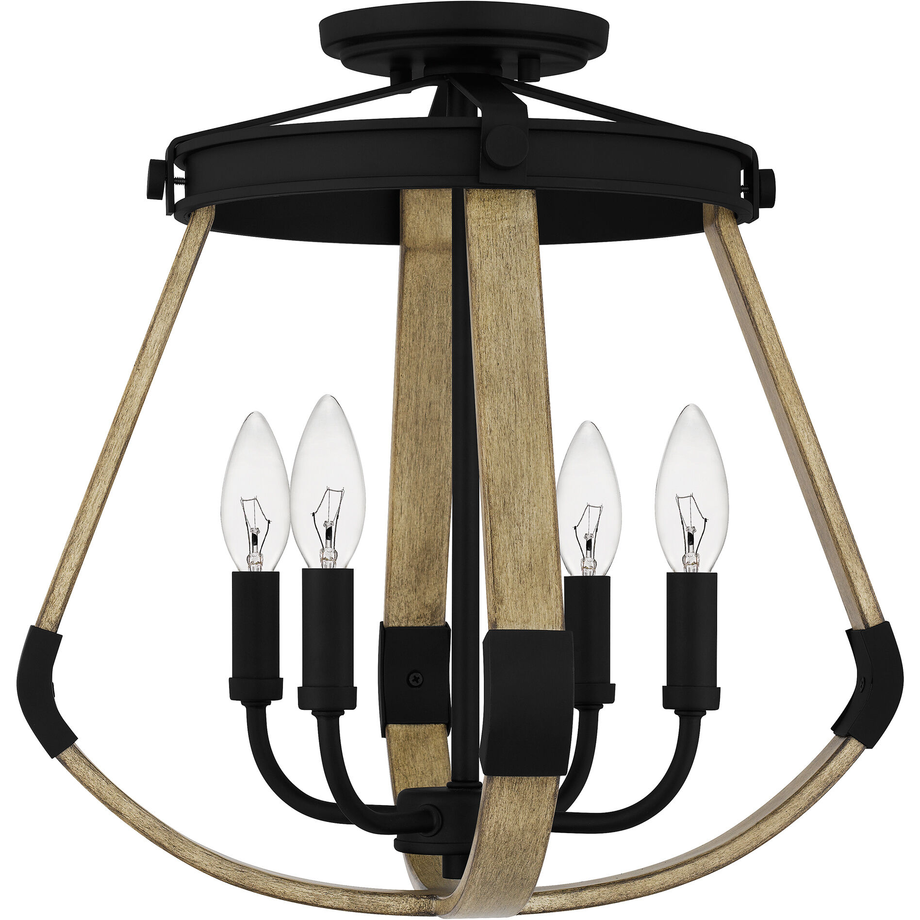 Demura 4 Light 16 inch Matte Black Semi-Flush Mount Ceiling Light