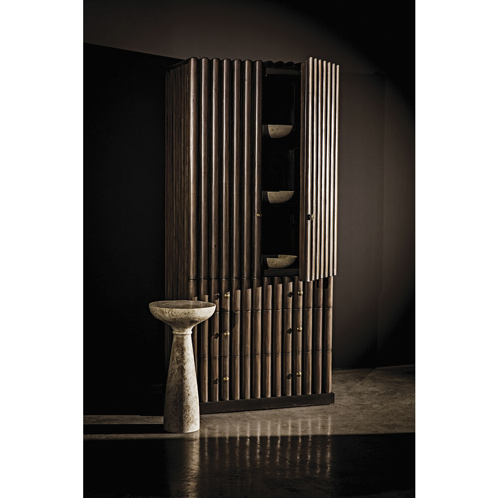 Architect 26 X 14 inch White Marble Side Table, C