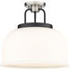 Kahana 3 Light 15 inch Black Satin Nickel Semi-Flush Mount Ceiling Light in Matte White Glass