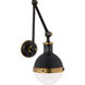 Thomas O'Brien Hicks 16.75 inch 60 watt Bronze with Antique Brass Swing Arm Wall Light in Bronze and Hand-Rubbed Antique Brass