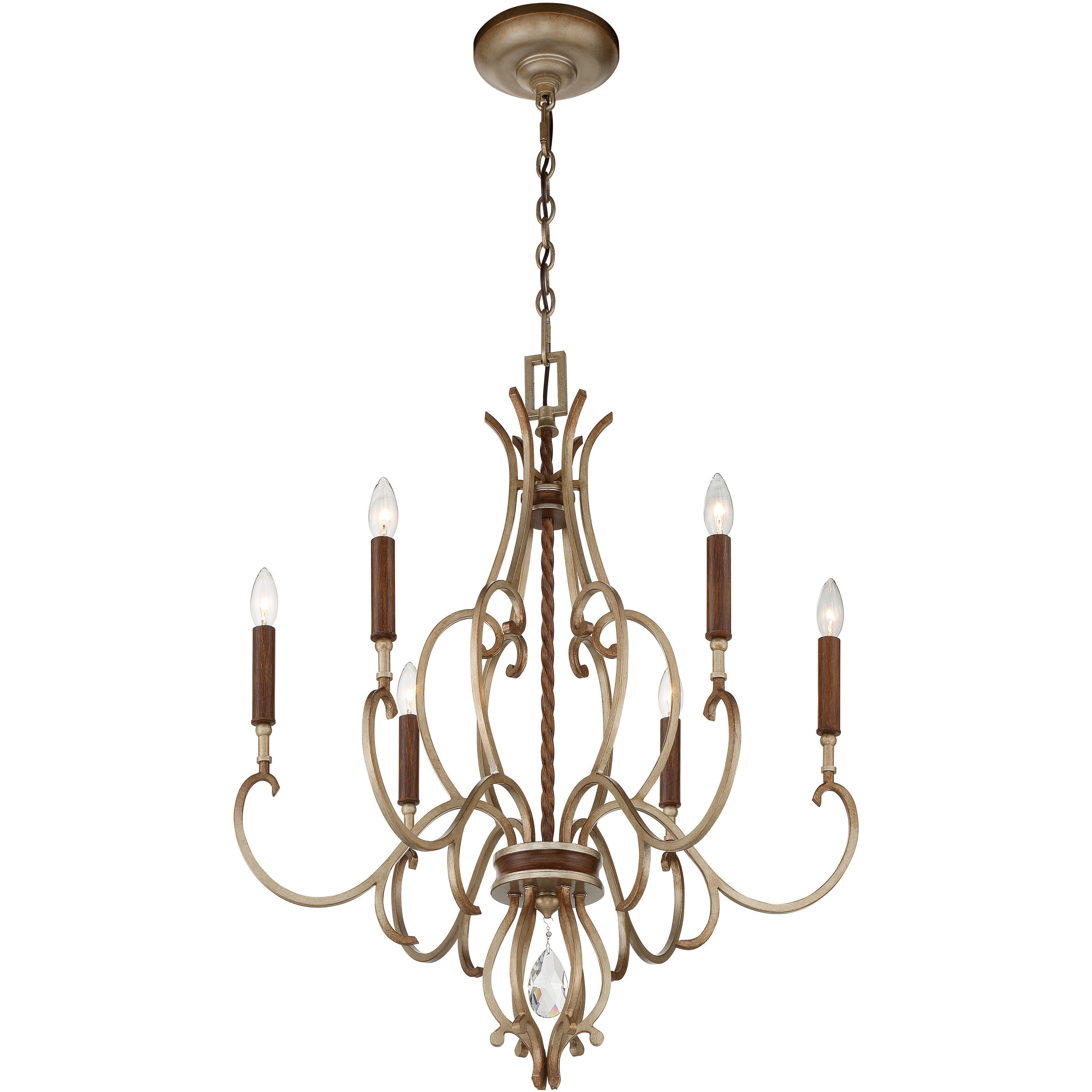 Magnolia Manor 6 Light 26.5 inch Pale Gold with Distressed Bronze Chandelier Ceiling Light