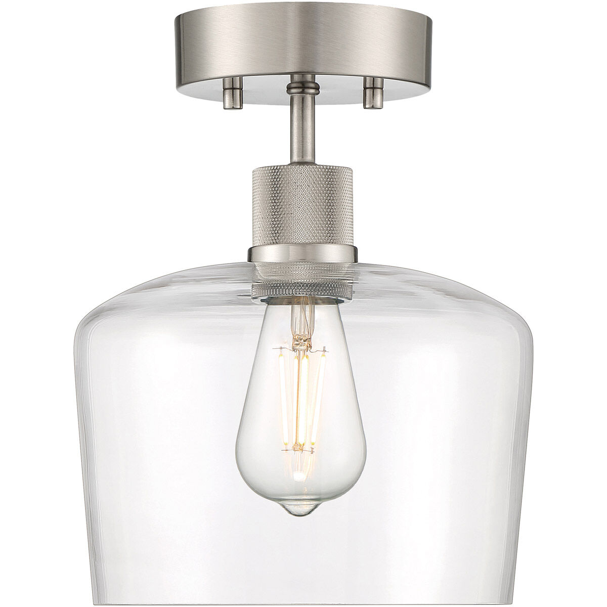 Port Nine LED 9 inch Brushed Steel Semi-Flush Ceiling Light