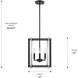 Tribeca 4 Light 12 inch Matte Black/Pewter Pendant Ceiling Light, Mini
