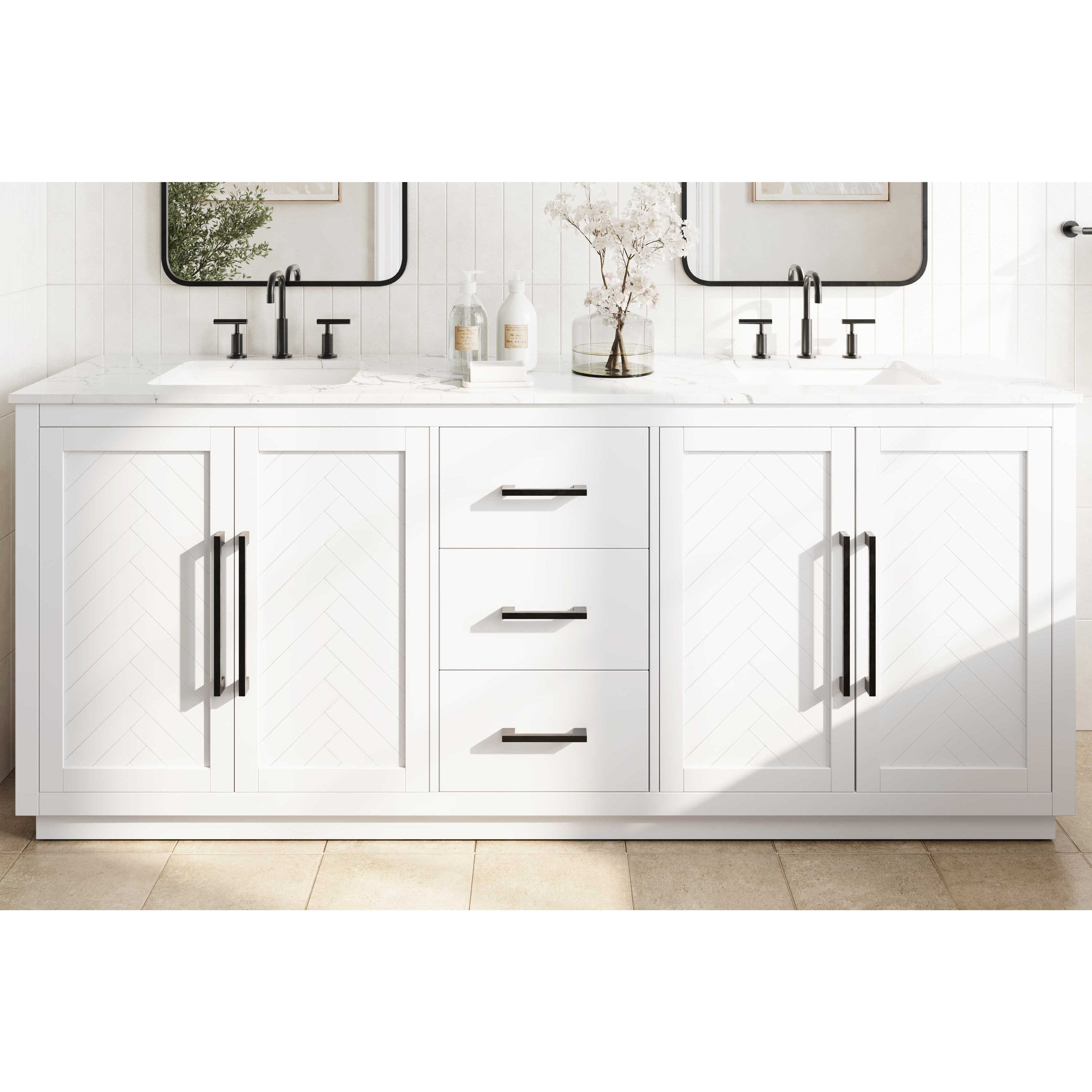 Chase 84 X 34 inch White Bathroom Vanity Cabinet