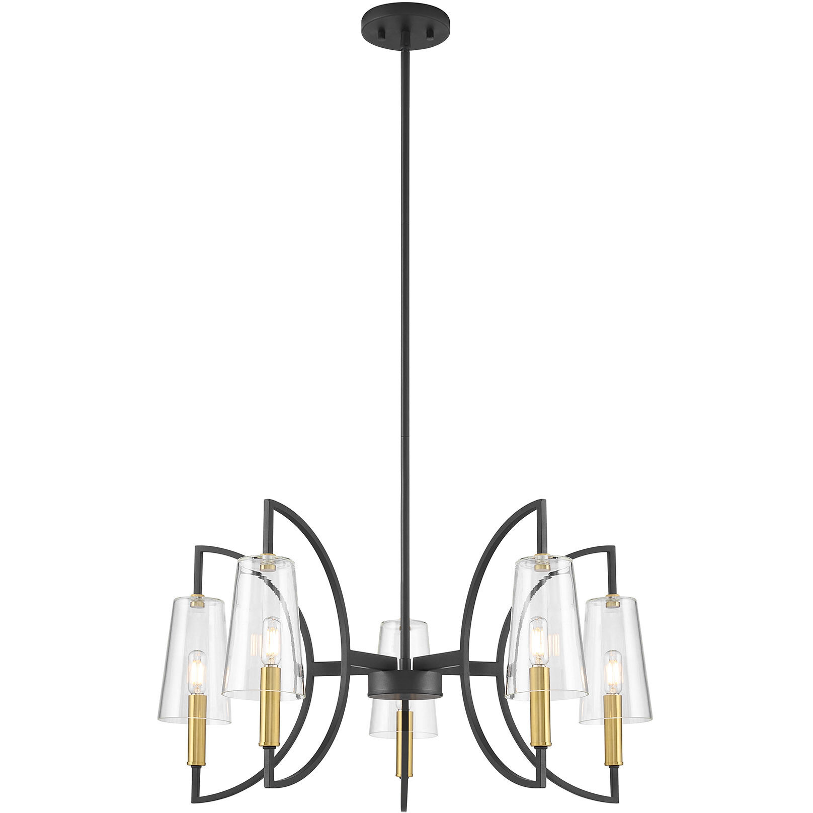 Hanley 5 Light 28 inch Matte Black and Warm Brass Chandelier Ceiling Light