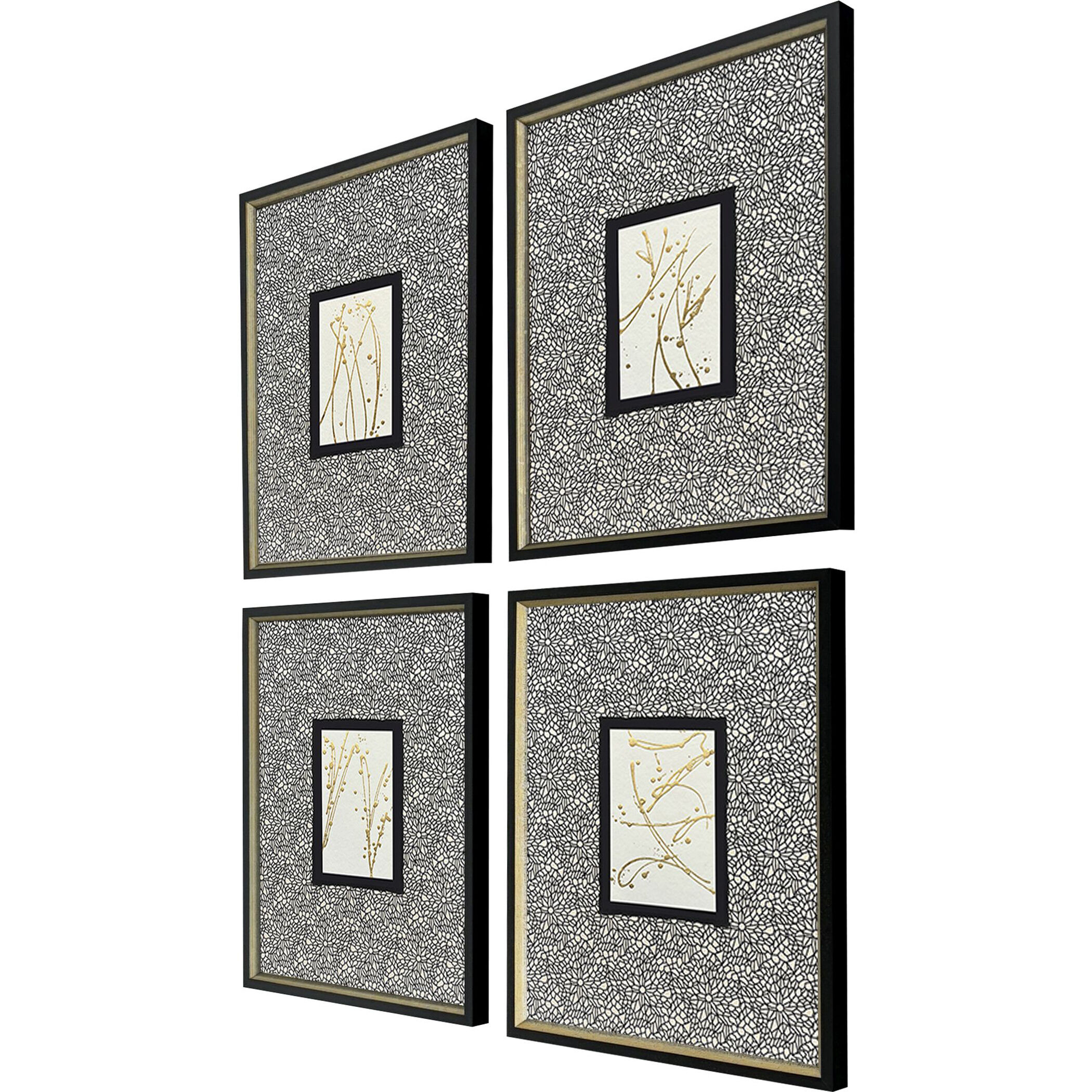 Liquid Gold Metallic and Black and Multi Framed Art, The Studio