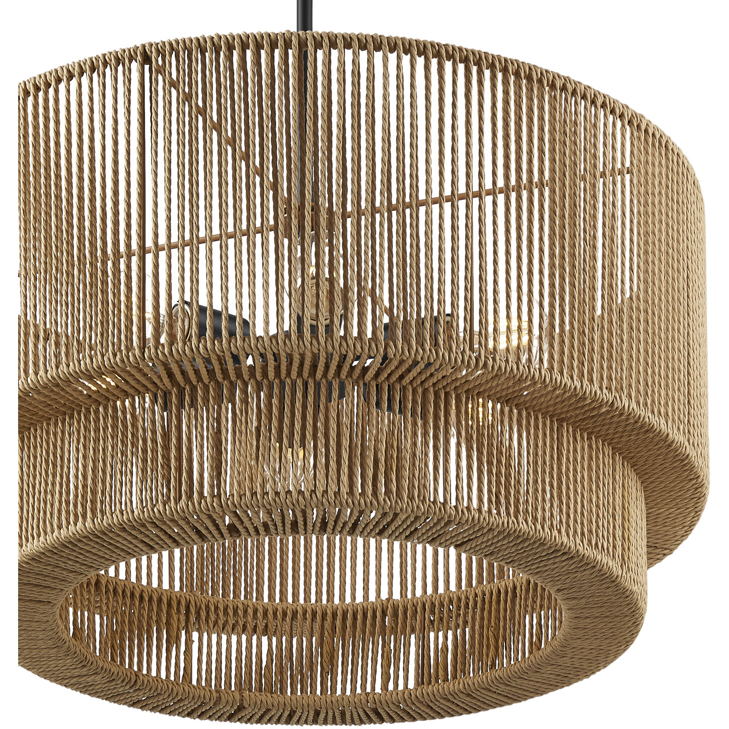 Eco Collection - Milos Family 6 Light 24 inch Matte Black Pendant Ceiling Light in 24" D x 24" W x 12.5" H, EVOLV