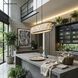 Scribble 6 Light 48 inch Matte Black with Artifact Linear Pendant Ceiling Light, Smithsonian Collaboration