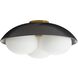 Glaze 3 Light 19 inch Antique Brass and Matte Black Ceramic Flush Mount Ceiling Light, Large