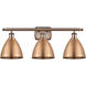 Ballston Dome 3 Light 28 inch Antique Copper Bath Vanity Light Wall Light