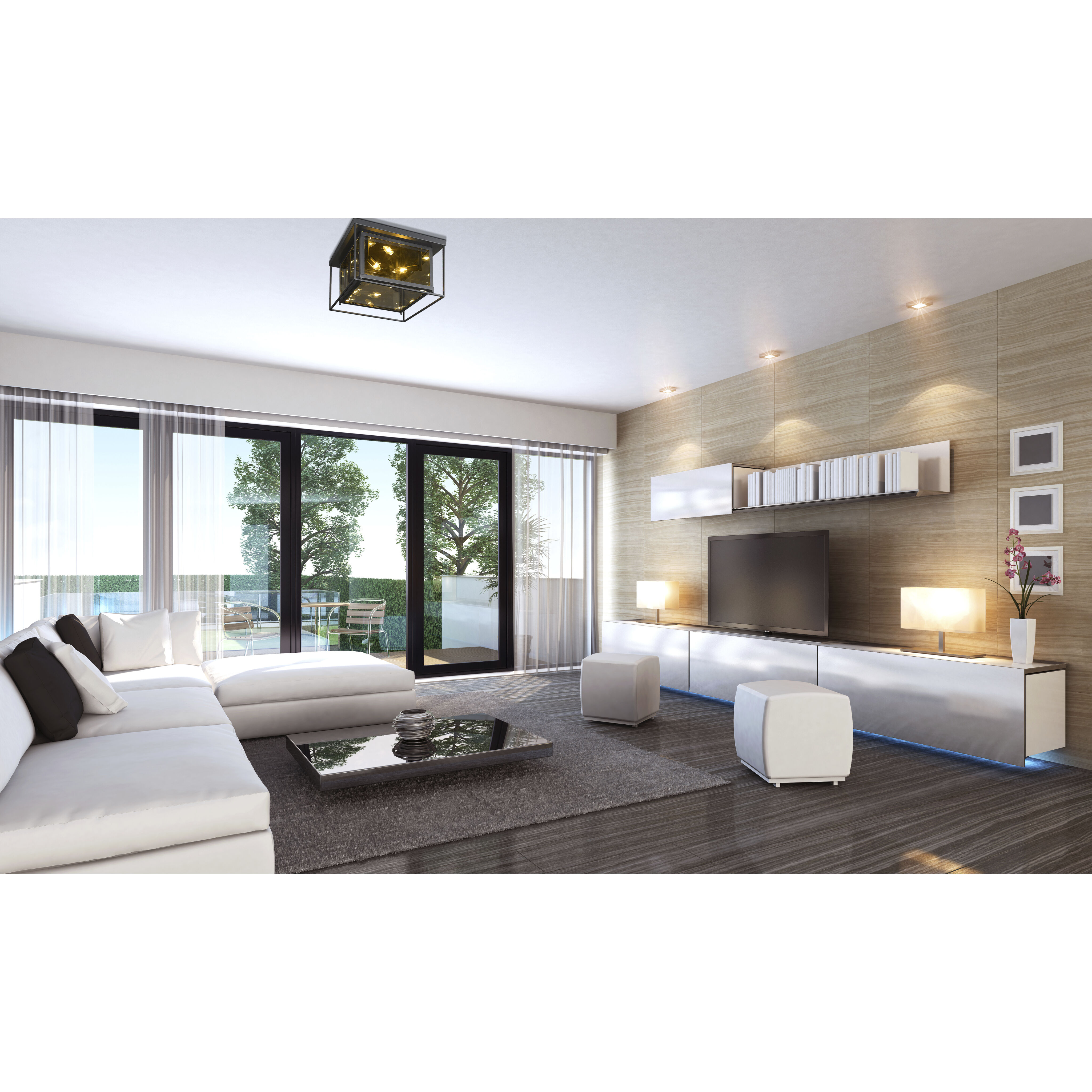 Infinity 4 Light 16 inch Misty Charcoal Flush Mount Ceiling Light