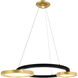 Deux Lunes LED 37 inch Brass and Pearl Black Island/Pool Table Light Ceiling Light