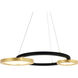Deux Lunes LED 37 inch Brass and Pearl Black Island/Pool Table Light Ceiling Light