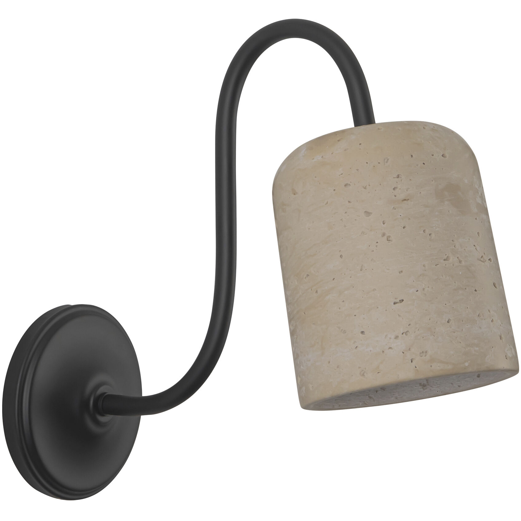 Alora Mood Bromley 1 Light 5 inch Matte Black and Travertine Bath Vanity Light Wall Light