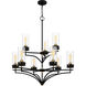Hillside 9 Light 31.75 inch Matte Black Chandelier Ceiling Light