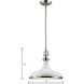 Rutherford 1 Light 15 inch Gloss White with Polished Nickel Pendant Ceiling Light