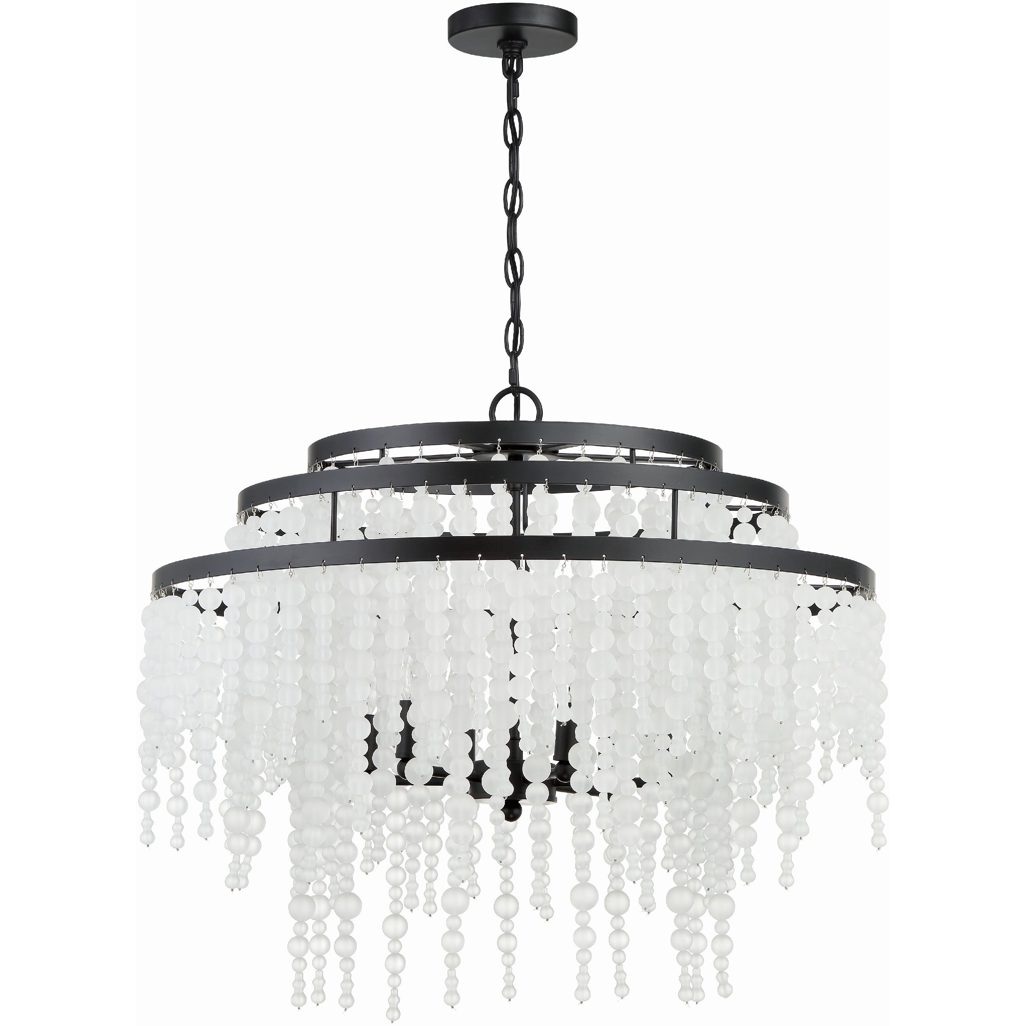 Poppy 6 Light 26.5 inch Matte Black Chandelier Ceiling Light in Matte Black and Forged Bronze