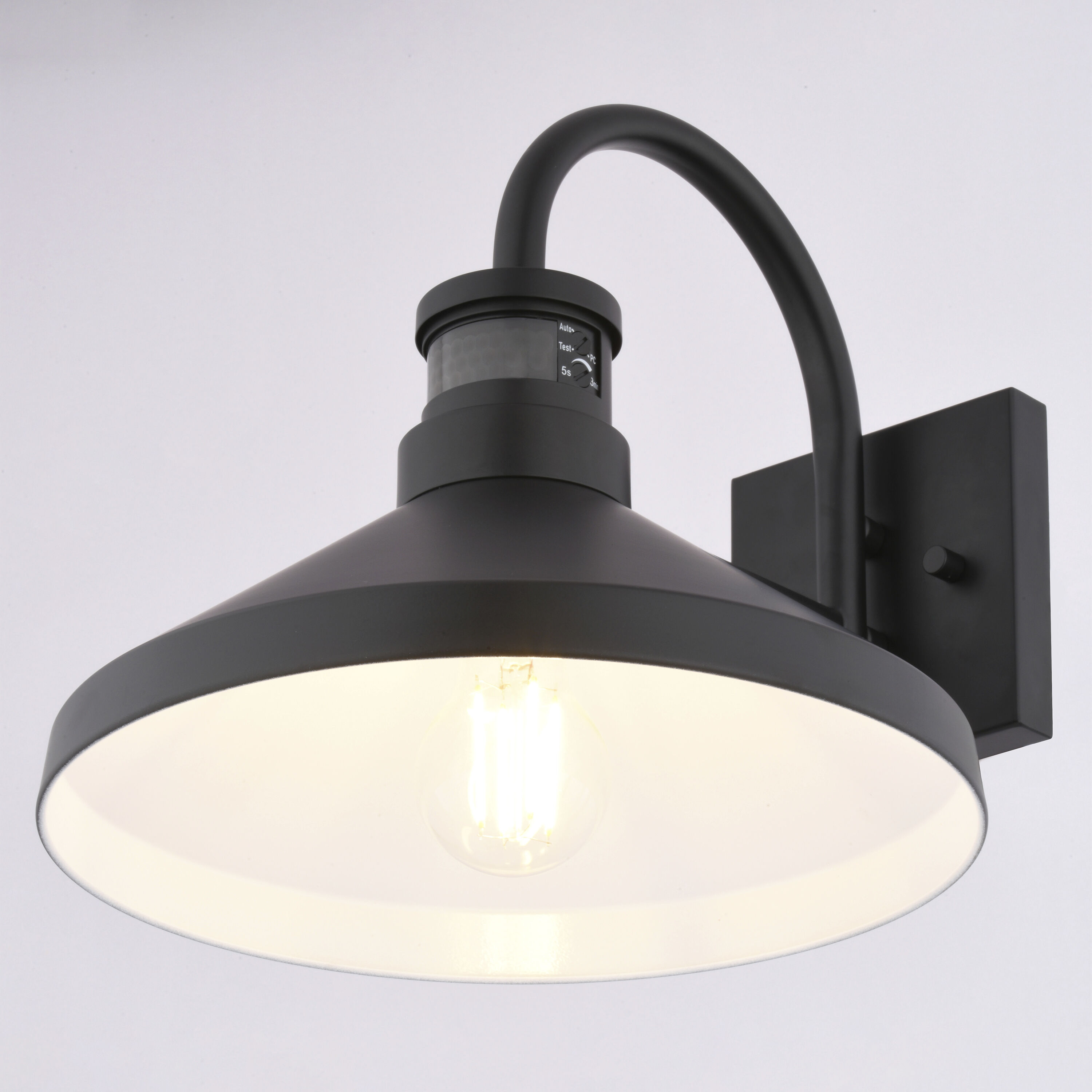 Highland Park 1 Light 10.75 inch Matte Black and White Outdoor Motion Sensor Wall Light