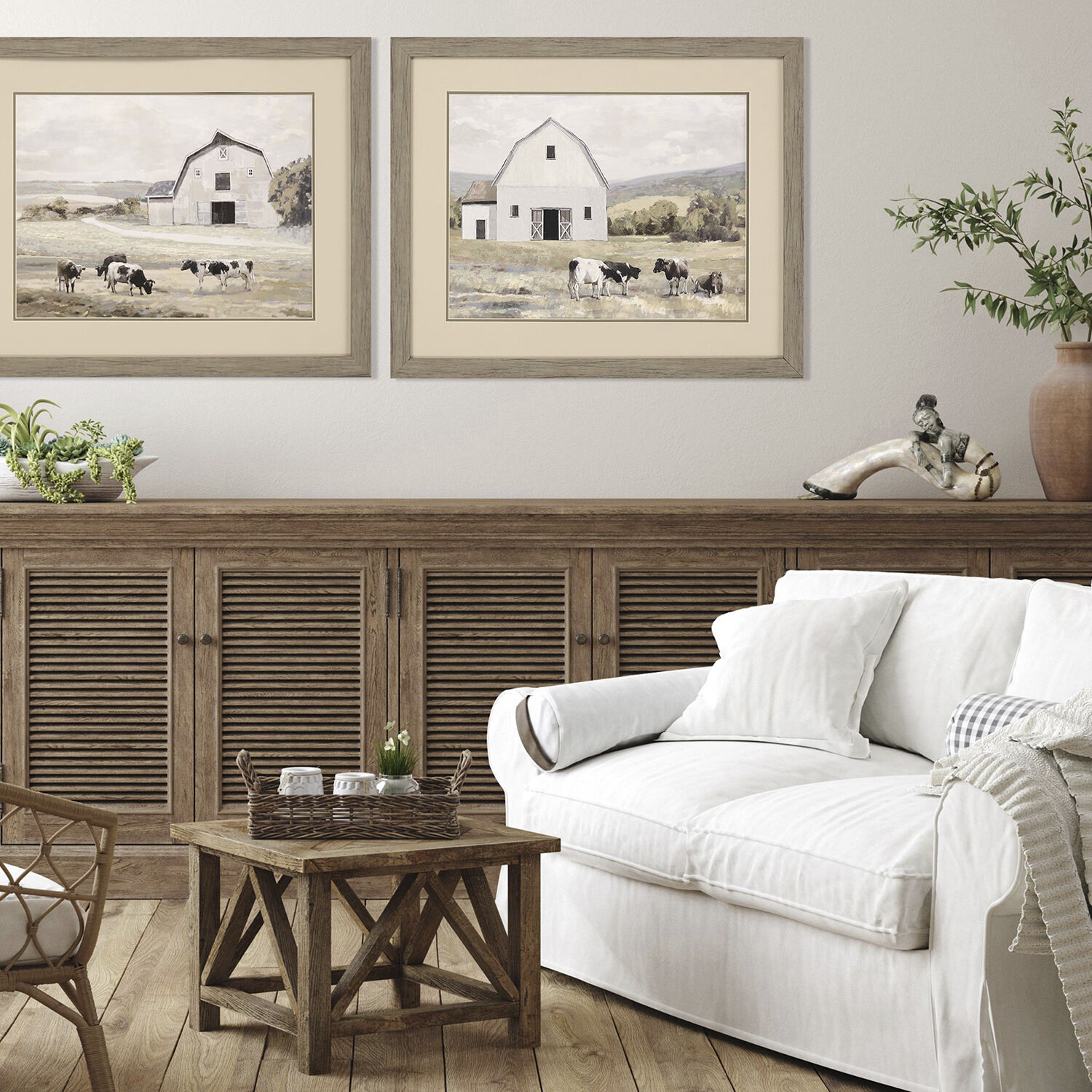 Farm Life Green and Gray and Neutral and Multi Framed Art, Propac
