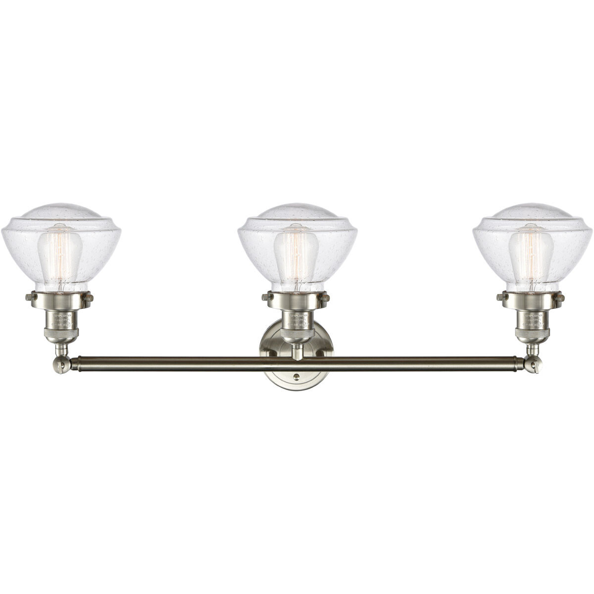 Franklin Restoration Olean LED 31 inch Brushed Satin Nickel Bath Vanity Light Wall Light in Seedy Glass, Franklin Restoration