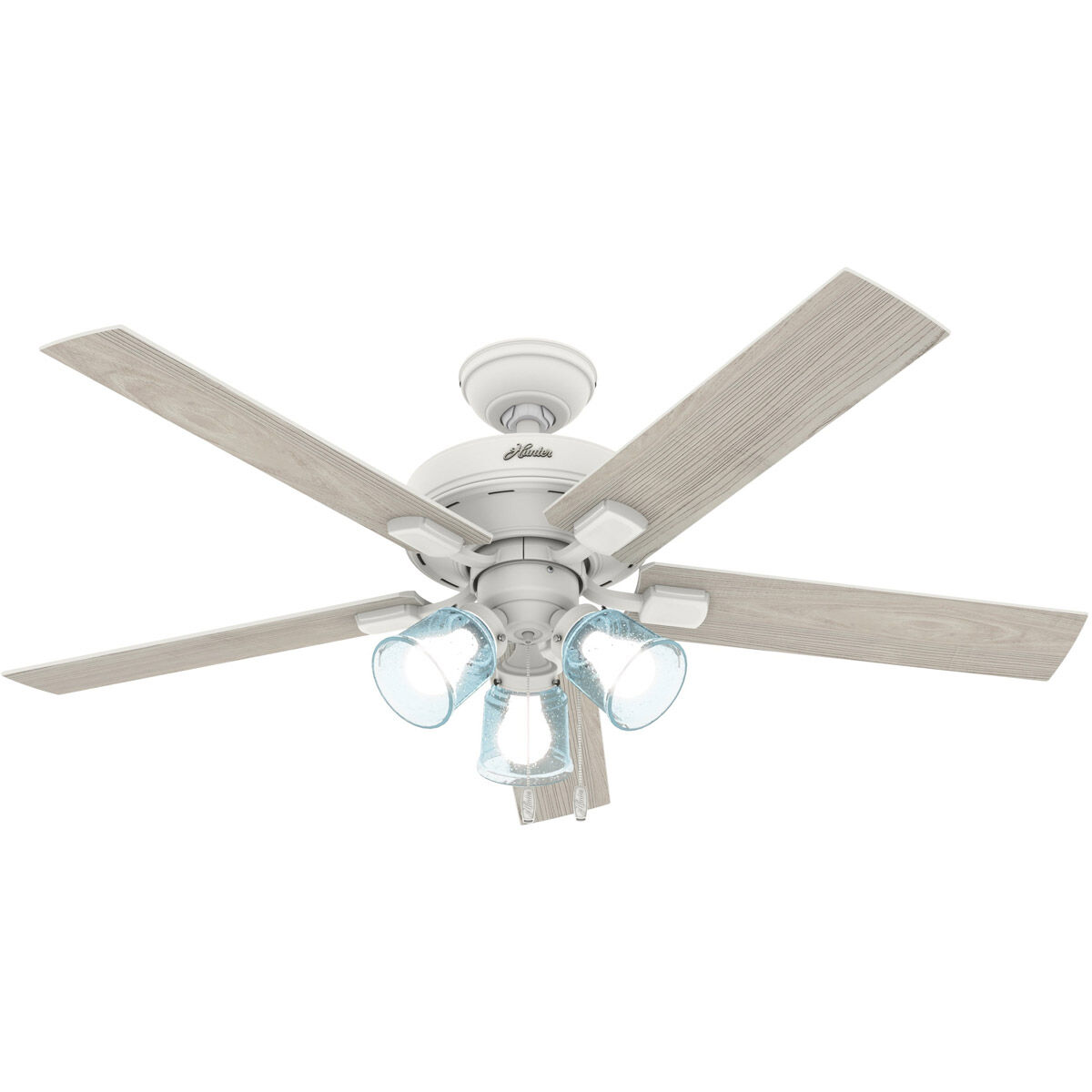 Whittier 52 inch Matte White with Bleached Oak/White Blades Ceiling Fan