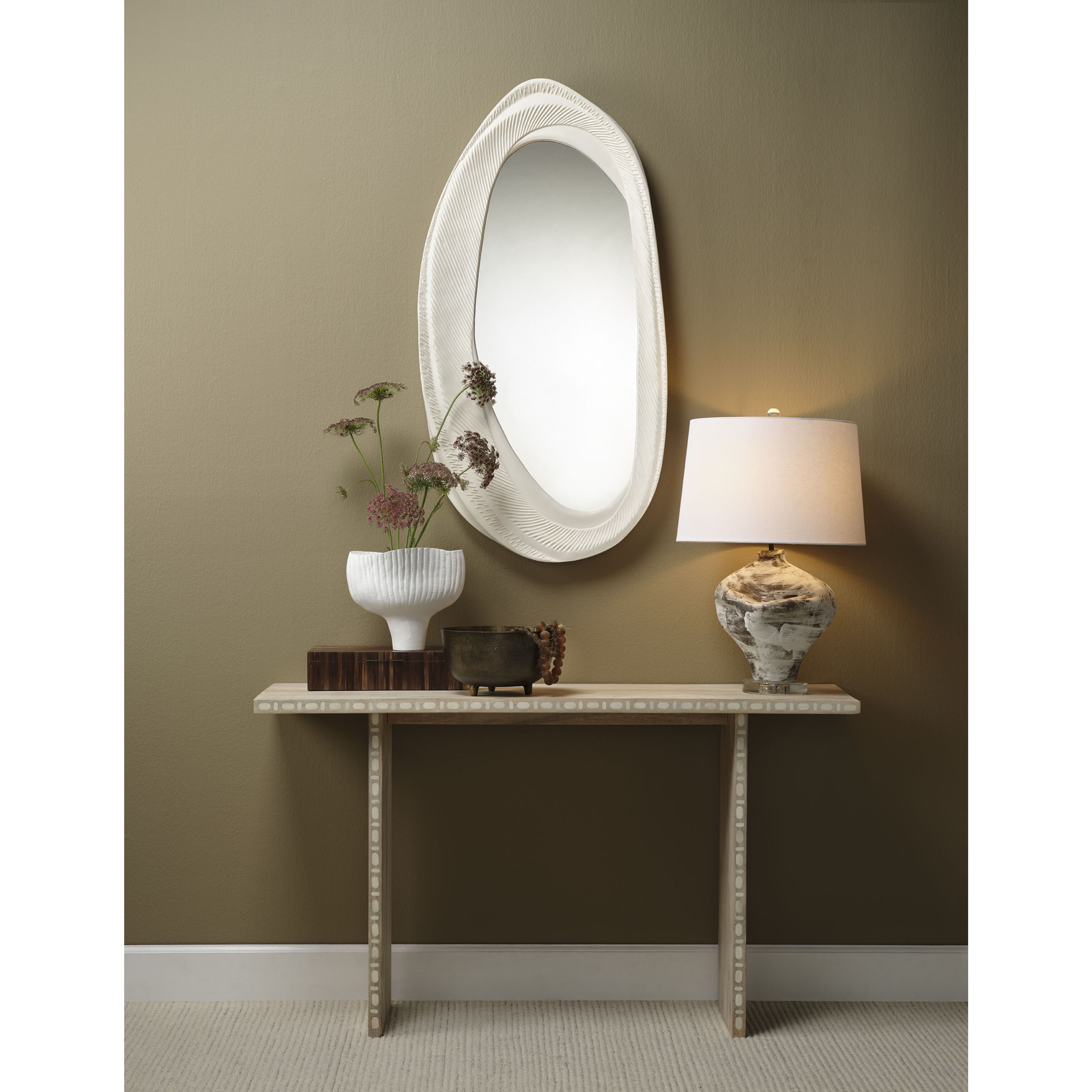 Maurice 25.5 inch 150 watt Matte Cream with Brown Accents Table Lamp Portable Light