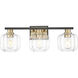 Oxley 3 Light 25 inch Matte Black and Brass Vanity Wall Light