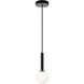 Stellar 1 Light 4.38 inch Black Pendant Ceiling Light in Black and Opal Glass