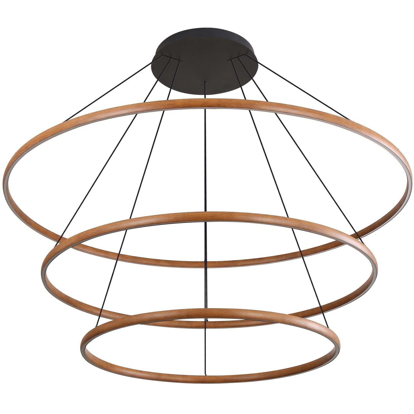 Veritas 59 inch 80.00 watt Walnut Chandelier Ceiling Light, 3 Tier