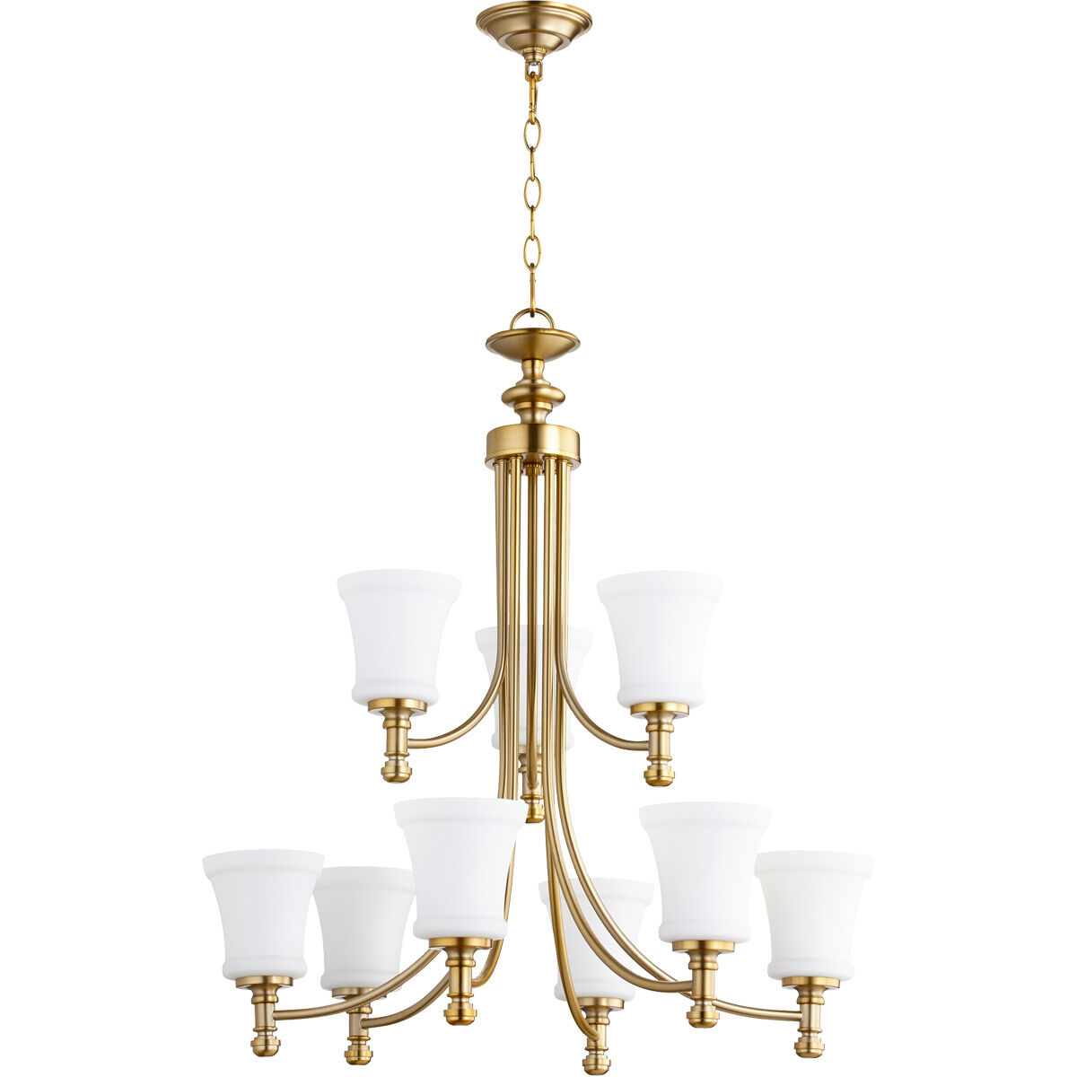 Rossington 9 Light 29.5 inch Aged Brass Chandelier Ceiling Light