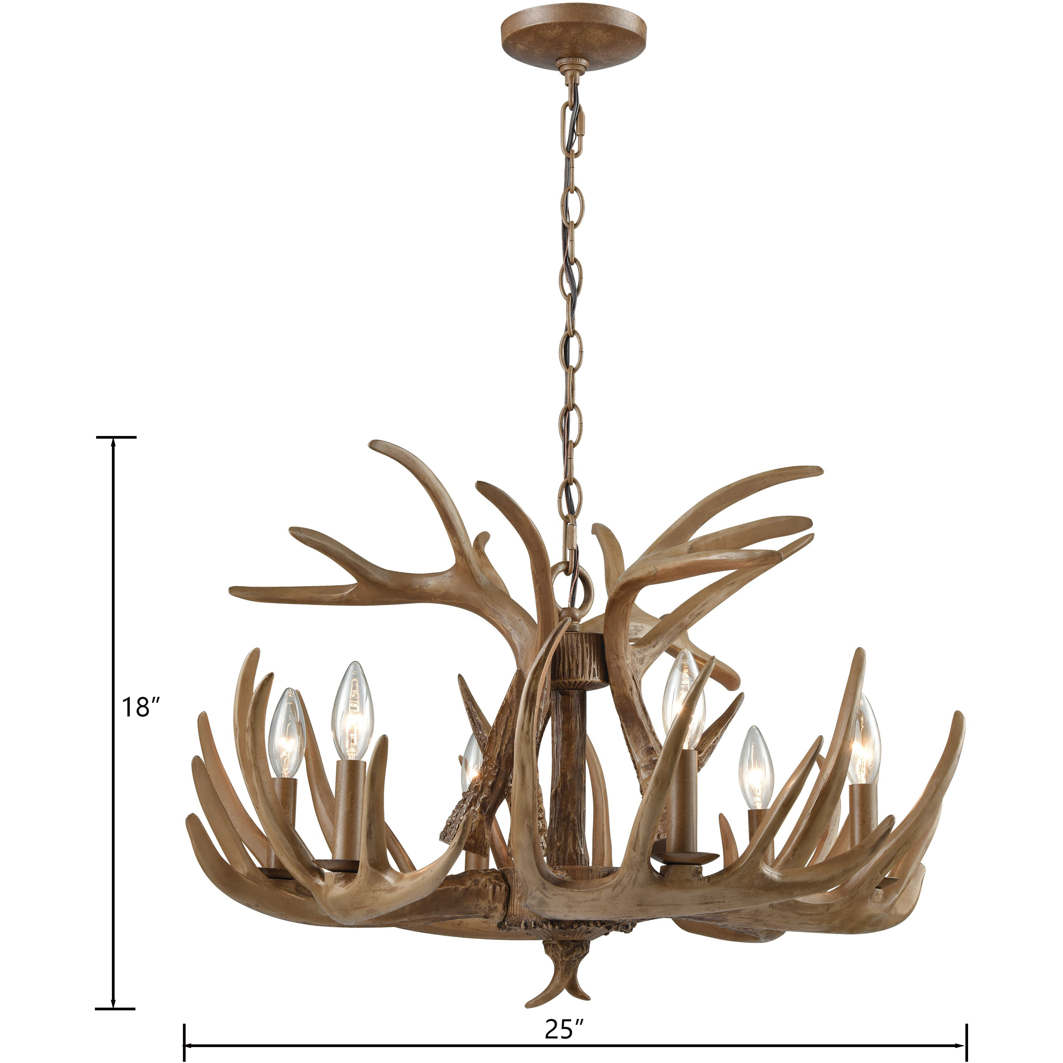 Elk 6 Light 25 inch Wood Tone Chandelier Ceiling Light