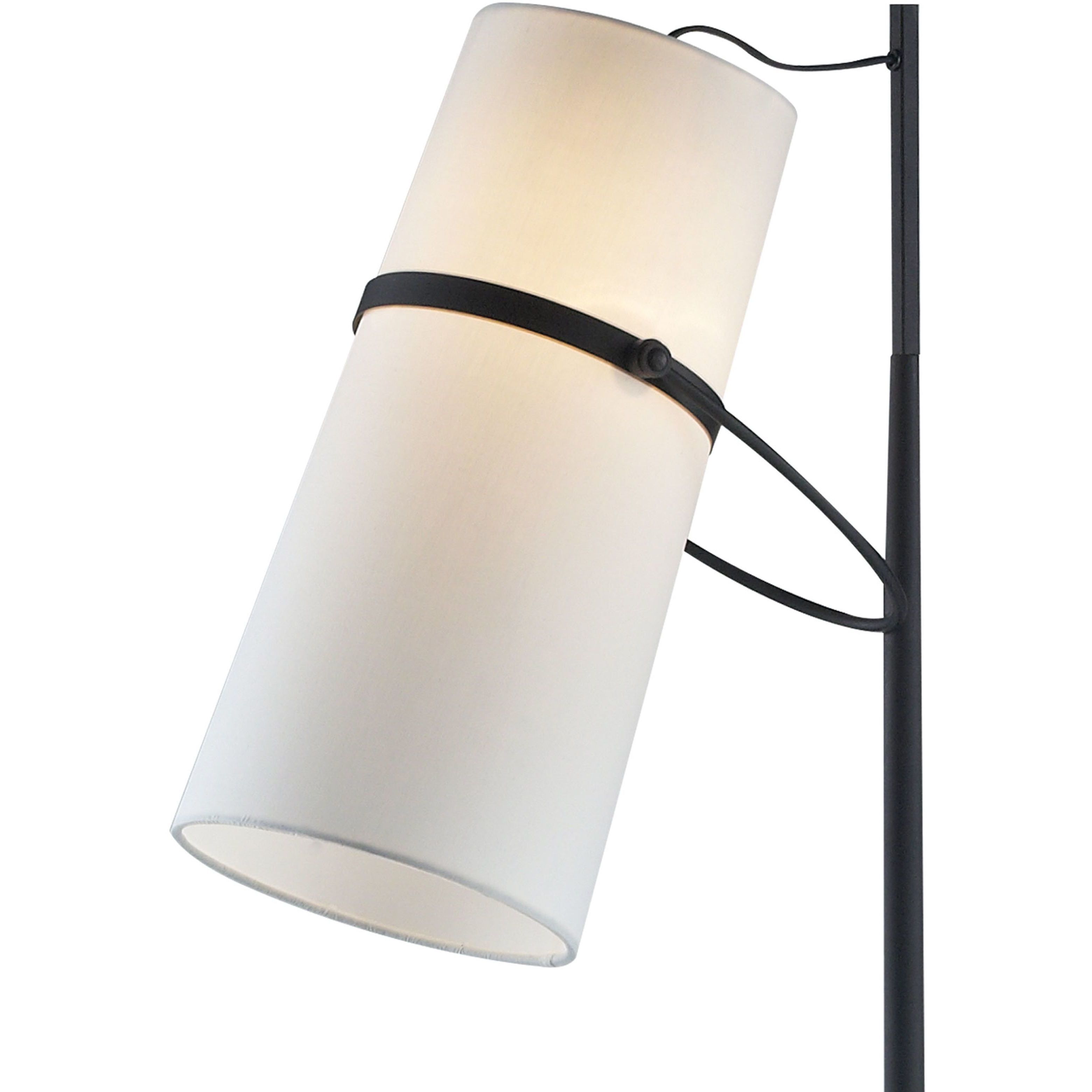 Banded Shade 70 inch 100 watt Matte Black with White Floor Lamp Portable Light