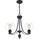 Pruitt 3 Light 22 inch Matte Black Chandelier Ceiling Light in Clear Seedy Glass