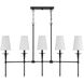Trundle 5 Light 48 inch Matte Black Linear Chandelier Ceiling Light, Lighting One