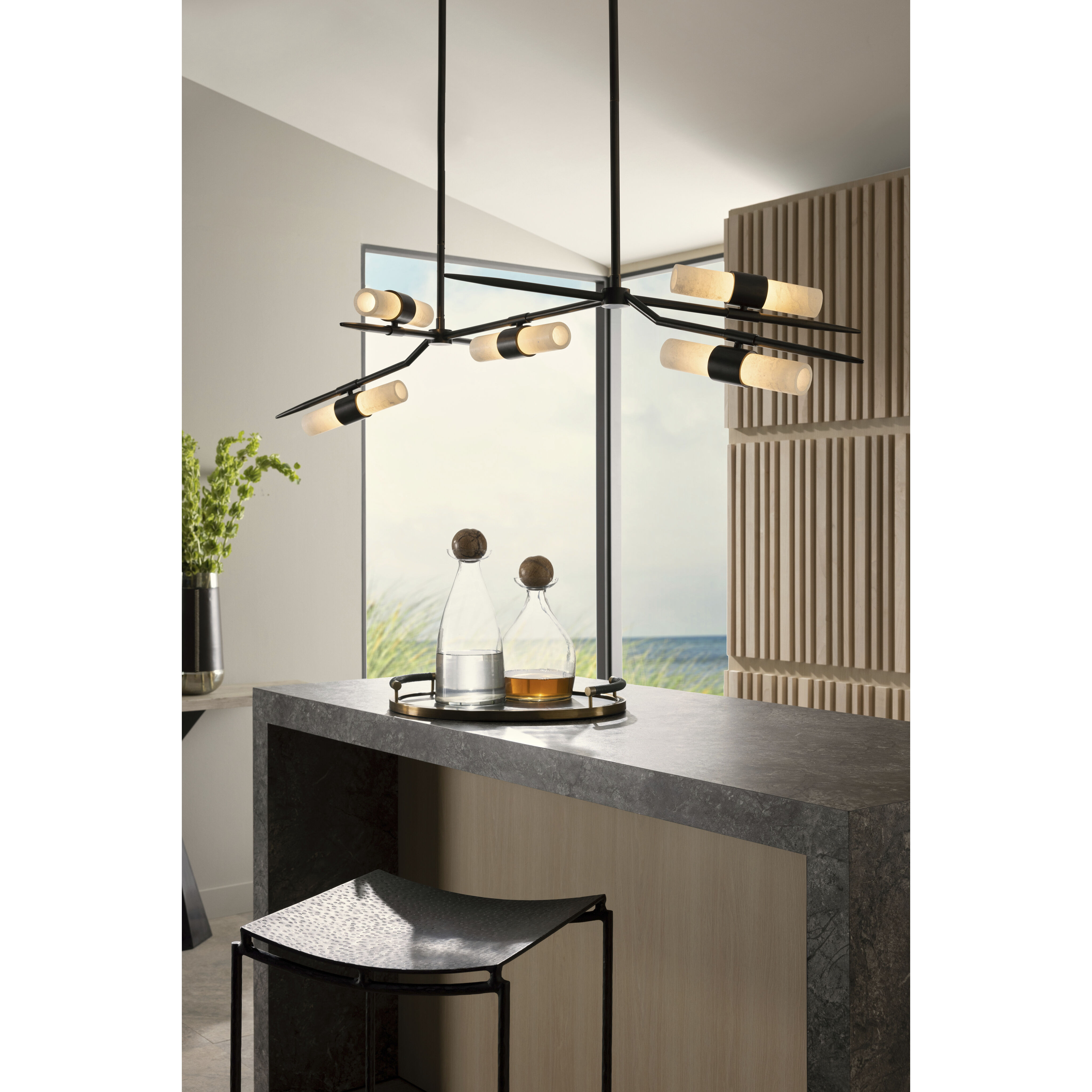 Travis 8 Light 62 inch English Bronze Linear Chandelier Ceiling Light