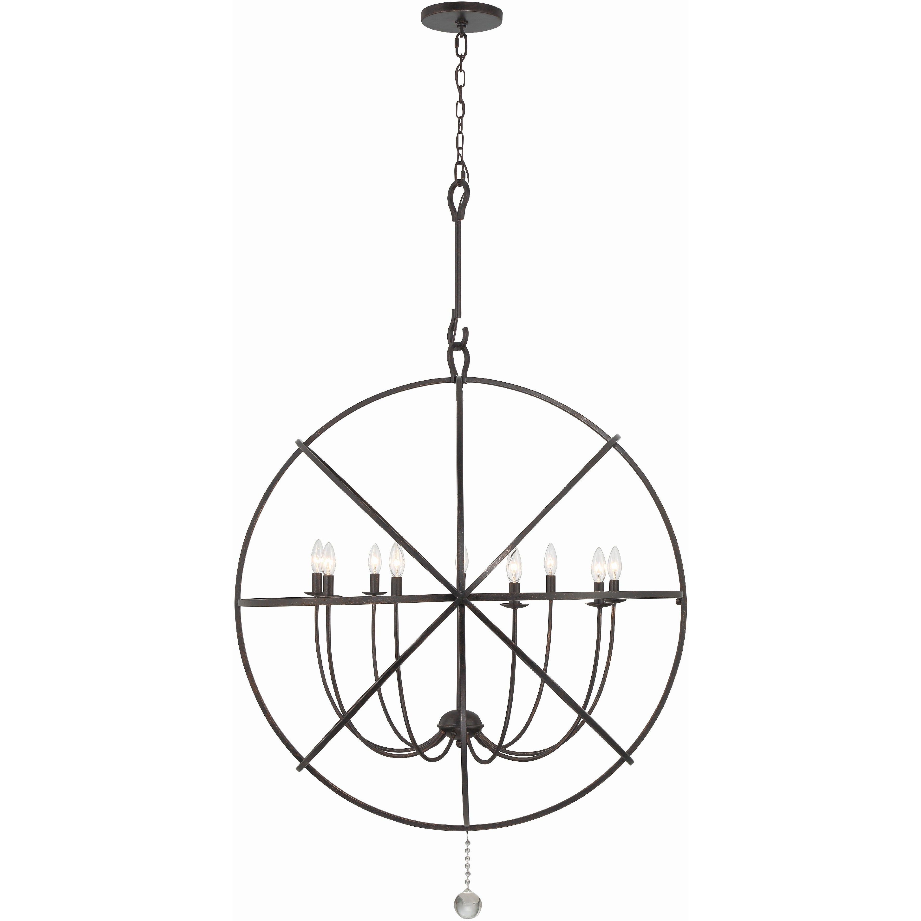 Solaris 9 Light 40 inch English Bronze Chandelier Ceiling Light