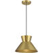 Mid-Century Modern 1 Light 12 inch Natural Brass Pendant Ceiling Light
