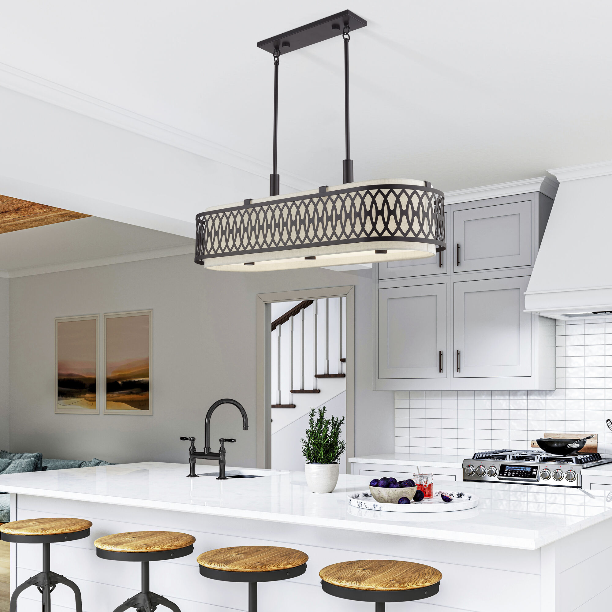 Vistaview 6 Light 42 inch English Bronze Linear Chandelier Ceiling Light