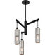 Grid 3 3 Light 19 inch Coal With Brushed Nickel Chandelier Ceiling Light