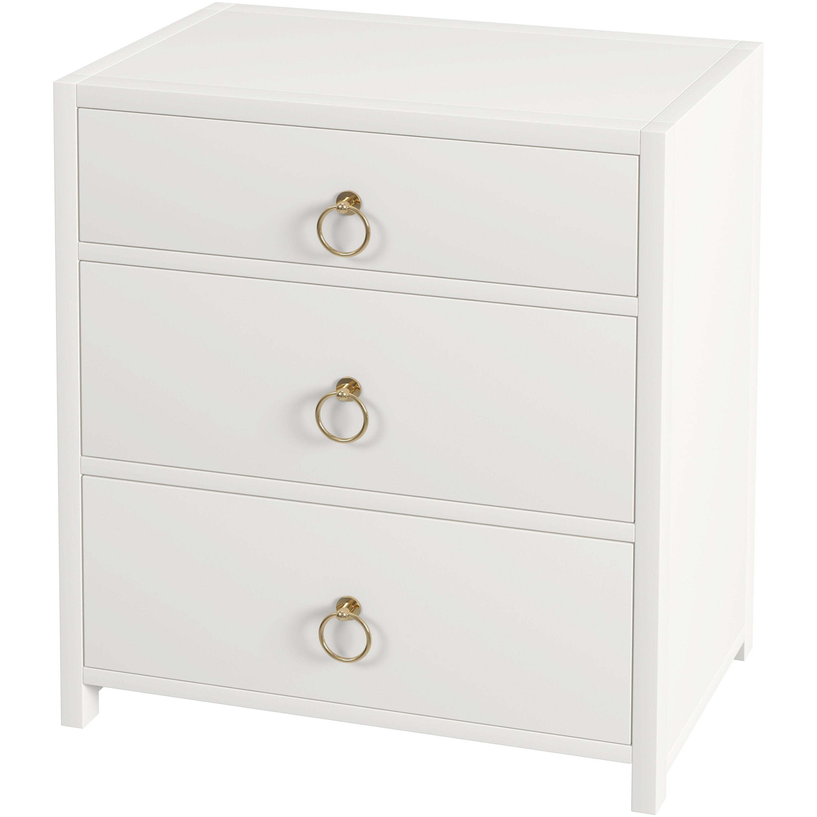 Lark 3 Drawer Nightstand in White