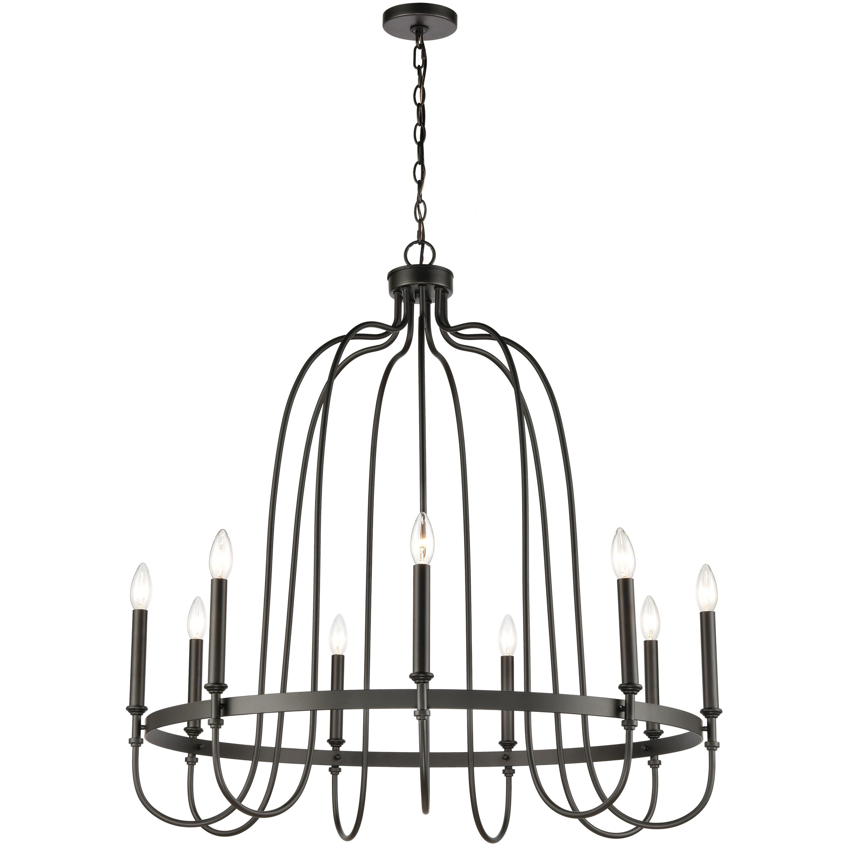 Wickshire 9 Light 34 inch Matte Black Chandelier Ceiling Light
