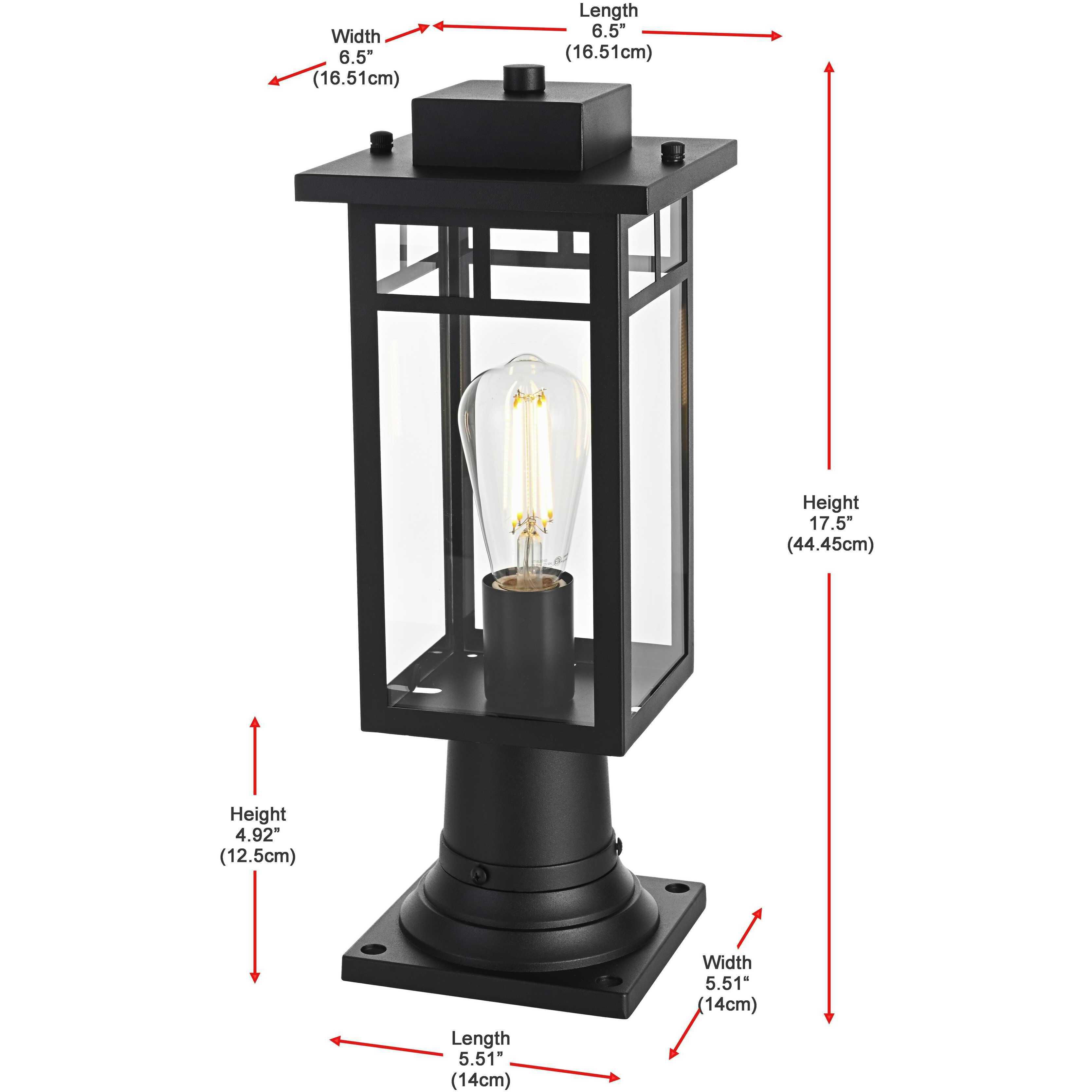 Mercer 1 Light 17.5 inch Black Outdoor Post Light