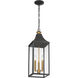 Hurstborne 3 Light 8.5 inch Dark Matte Black and Painted Legacy Brass Outdoor Hanging Lantern