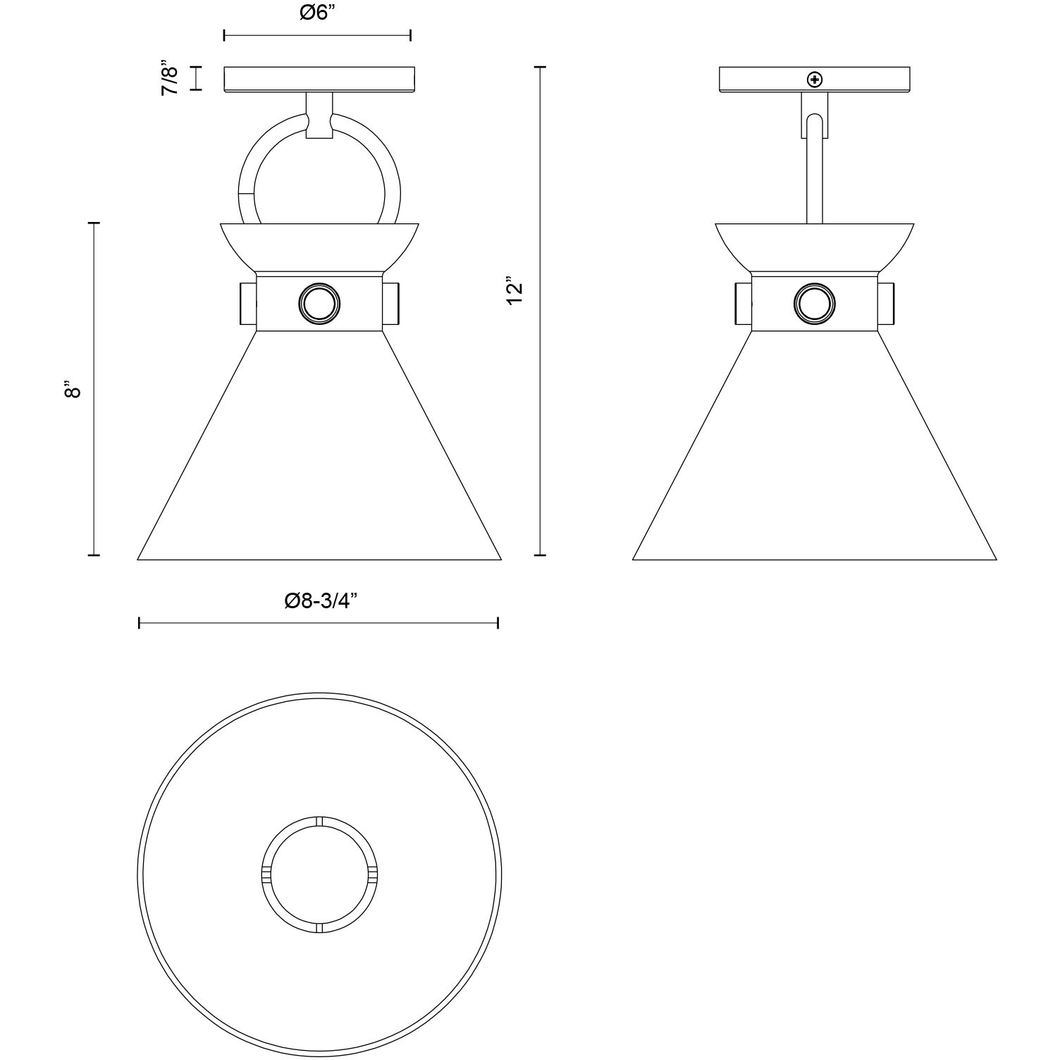 Alora Mood Emerson 1 Light 8.75 inch Matte Black Semi-Flush Mount Ceiling Light in Glossy Opal Glass