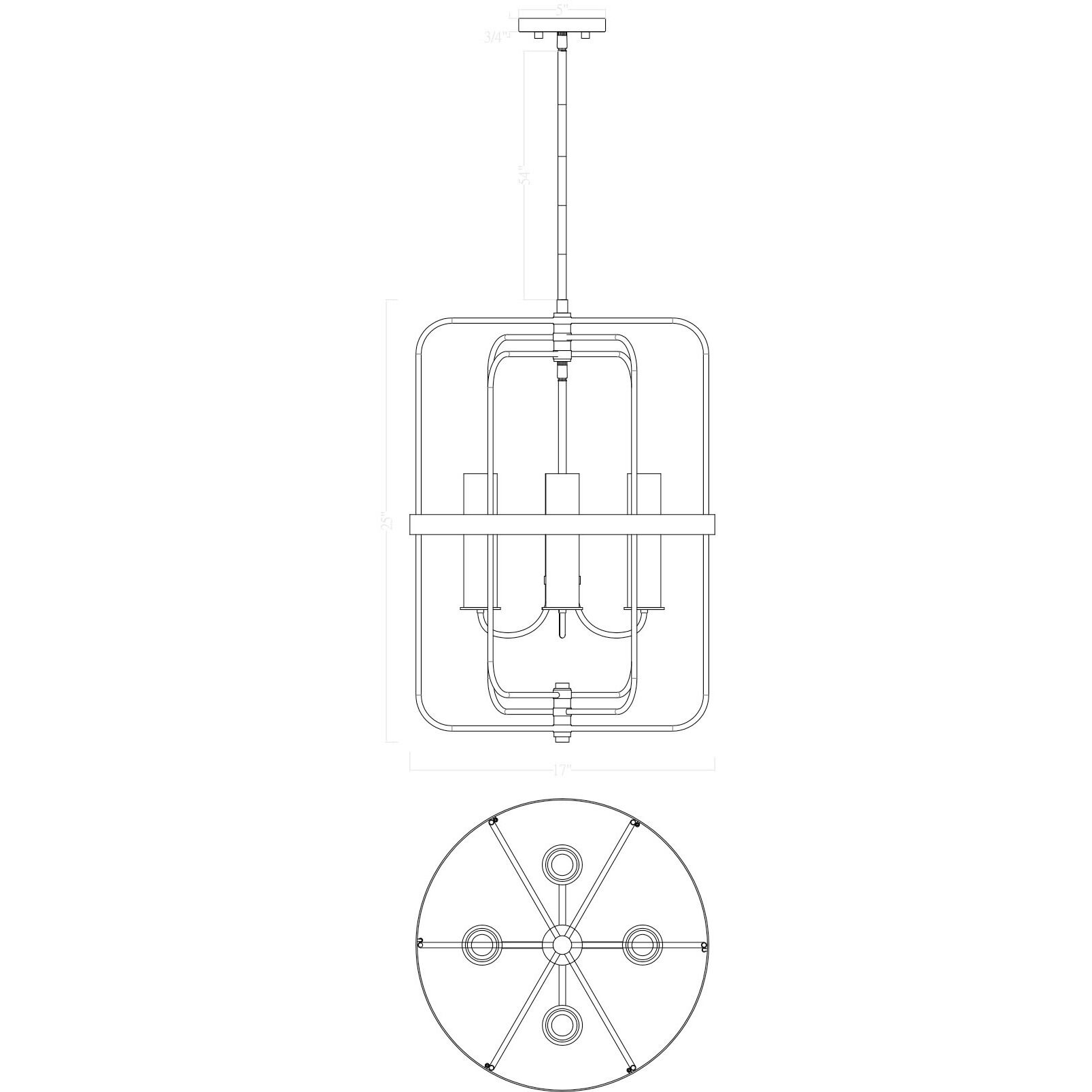Kearney 4 Light 17 inch Vintage Black with Warm Brass Pendant Ceiling Light