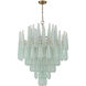 Ollie 21 Light 33.25 inch Aged Brass Chandelier Ceiling Light in Sand Glass Green